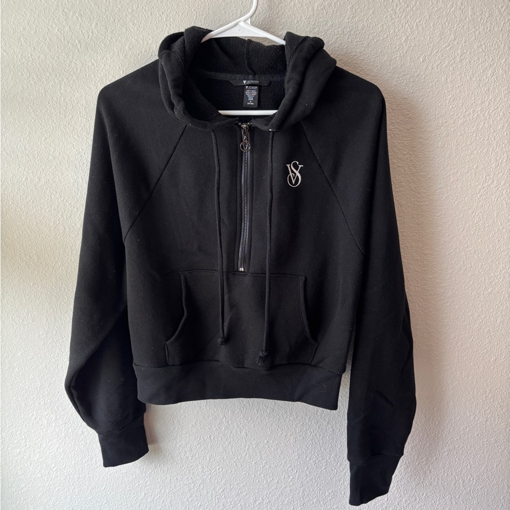 Victoria's Secret Black Cropped Relaxed Sweatshirt